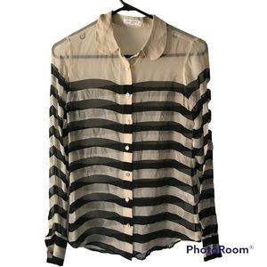 EQUIPMENT black and beige sheet Silk button down top size XS